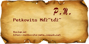 Petkovits Máté névjegykártya